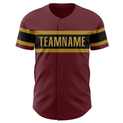 Personalized Burgundy and Black Gold Baseball Jersey for Men - Custom Sports Apparel Personalized Burgundy Black-Old Gold