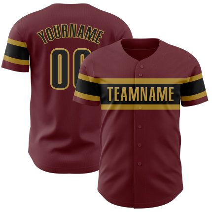 Personalized Burgundy and Black Gold Baseball Jersey for Men - Custom Sports Apparel Personalized Burgundy Black-Old Gold