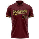 Personalized Performance Vapor Golf Polo Shirt in Burgundy, Black, and Old Gold Personalized Burgundy Black-Old Gold Performance