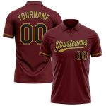 Personalized Performance Vapor Golf Polo Shirt in Burgundy, Black, and Old Gold Personalized Burgundy Black-Old Gold Performance