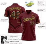 Personalized Performance Vapor Golf Polo Shirt in Burgundy, Black, and Old Gold Personalized Burgundy Black-Old Gold Performance