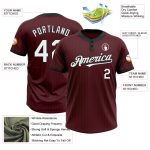 Custom Name Number Unisex Softball Jersey Burgundy Black Pinstripe Two-Button - Personalized Team Apparel Personalized Burgundy