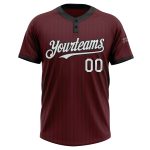 Custom Name Number Unisex Softball Jersey Burgundy Black Pinstripe Two-Button - Personalized Team Apparel Personalized Burgundy