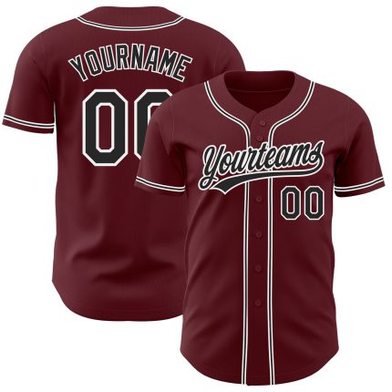 Custom Burgundy Black-White Baseball Jersey - Personalized Sportswear for Fans Personalized Burgundy Black-White Baseball