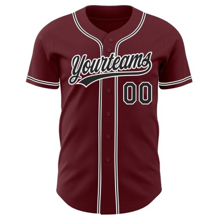 Custom Burgundy Black-White Baseball Jersey - Personalized Sportswear for Fans Personalized Burgundy Black-White Baseball