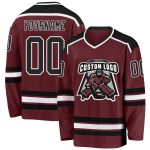 Personalized Burgundy Hockey Jersey with Black and White Accents, Custom Team Apparel Personalized Burgundy Black-White Hockey