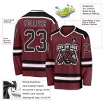 Custom Name and Number Hockey Jersey - Personalized Burgundy Black-White Team Jersey Personalized Burgundy Black-White Hockey