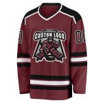 Personalized Burgundy Hockey Jersey with Black and White Accents, Custom Team Apparel Personalized Burgundy Black-White Hockey