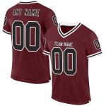 Custom Burgundy Black and White Throwback Football Jersey Personalized Burgundy Black-White Mesh Throwback Football Jersey