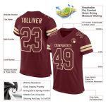 Personalized Burgundy Cream Football Jersey - Custom Mesh Sports Apparel Personalized Burgundy Burgundy-Cream Mesh Football
