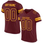 Personalized Burgundy Gold Mesh Football Jersey - Custom Sports Apparel Personalized Burgundy Burgundy-Gold Mesh Football