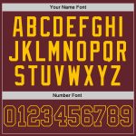 Custom Team Name and Number Burgundy-Gold Performance T-Shirt - Personalized Sports Apparel Personalized Burgundy Burgundy-Gold