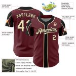Personalized Burgundy Baseball Jersey with Cream-Black Arm Shapes - 3 Color Options Personalized Burgundy City Cream-Black