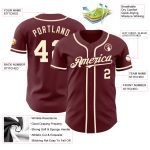 Personalized Burgundy Baseball Jersey with Cream Accents - Custom Sports Apparel Personalized Burgundy Cream Baseball Jersey