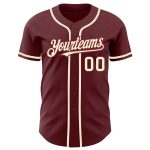 Personalized Burgundy Baseball Jersey with Cream Accents - Custom Sports Apparel Personalized Burgundy Cream Baseball Jersey