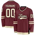 Custom Burgundy Black Hockey Jersey - Personalized Sports Apparel 2 Personalized Burgundy Cream-Black Hockey Jersey 2