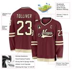 Custom Burgundy Black Hockey Jersey - Personalized Sports Apparel 2 Personalized Burgundy Cream-Black Hockey Jersey 2