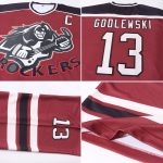 Personalized Burgundy and Black Hockey Jersey for Men and Women - Customizable 3 Personalized Burgundy Cream-Black Hockey