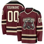 Personalized Burgundy and Black Hockey Jersey for Men and Women - Customizable 3 Personalized Burgundy Cream-Black Hockey