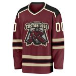 Personalized Burgundy and Black Hockey Jersey for Men and Women - Customizable 3 Personalized Burgundy Cream-Black Hockey