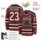 Personalized Burgundy and Black Hockey Jersey for Men and Women - Customizable 3 Personalized Burgundy Cream-Black Hockey