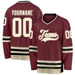 Custom Burgundy and Cream-Black Hockey Jersey - Personalized Sports Apparel Personalized Burgundy Cream-Black Hockey Jersey