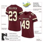 Personalized Authentic Football Jersey in Burgundy Cream-Black Mesh Personalized Burgundy Cream-Black Mesh Authentic Football