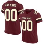Personalized Authentic Football Jersey in Burgundy Cream-Black Mesh Personalized Burgundy Cream-Black Mesh Authentic Football