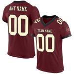 Personalized Football Jersey in Burgundy Cream-Black Mesh for Ultimate Comfort and Style Personalized Burgundy Cream-Black