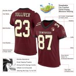 Personalized Football Jersey in Burgundy Cream-Black Mesh for Ultimate Comfort and Style Personalized Burgundy Cream-Black