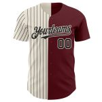 Custom Name Number Burgundy Cream Black Pinstripe Baseball Jersey Authentic Fashion Team Personalized Burgundy Cream-Black