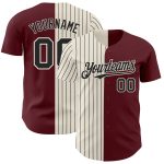 Custom Name Number Burgundy Cream Black Pinstripe Baseball Jersey Authentic Fashion Team Personalized Burgundy Cream-Black