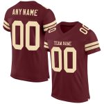 Custom Burgundy Cream Mesh Football Jersey for Men and Women Personalized Burgundy Cream Mesh Football Jersey