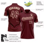Personalized Burgundy Cream Vapor Performance Golf Polo Shirt - Custom Men's Golf Apparel Personalized Burgundy Cream Performance