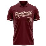 Personalized Burgundy Cream Vapor Performance Golf Polo Shirt - Custom Men's Golf Apparel Personalized Burgundy Cream Performance