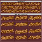 Custom Name and Number Burgundy Gold 3D Pattern Abstract Art Baseball Jersey - Personalized Team Jersey Personalized Burgundy