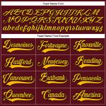 Personalized Burgundy Gold Black Hockey Jersey with Lace Neck Design Personalized Burgundy Gold-Black Hockey Lace Neck Jersey