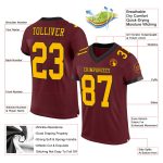 Personalized Gold Black Burgundy Football Jersey for Men and Women Personalized Burgundy Gold-Black Mesh Football Jersey