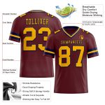 Personalized Burgundy and Gold Navy Football Jersey - Authentic Mesh Design Personalized Burgundy Gold-Navy Mesh Authentic