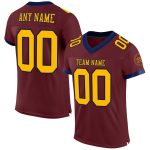Custom Burgundy Gold-Navy Mesh Football Jersey - Personalized Athletic Wear Personalized Burgundy Gold-Navy Mesh Football