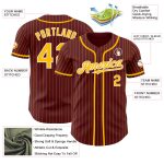 Custom Name and Number Burgundy and Gold Pinstripe Baseball Jersey - Authentic Team Jersey Personalized Burgundy Gold Pinstripe