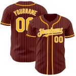 Custom Name and Number Burgundy and Gold Pinstripe Baseball Jersey - Authentic Team Jersey Personalized Burgundy Gold Pinstripe