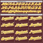 Personalized Burgundy Gold Pinstripe Baseball Jersey for Men or Women Personalized Burgundy Gold Pinstripe White Baseball
