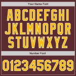 Personalized Burgundy Gold Pinstripe Baseball Jersey for Men or Women Personalized Burgundy Gold Pinstripe White Baseball