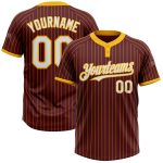 Personalized Unisex Softball Jersey in Burgundy and Gold Pinstripe, Two-Button Design Personalized Burgundy Gold Pinstripe