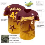 Custom Name Number Baseball Jersey Twinkle Star Gradient Design Burgundy Gold-White 3D Pattern Personalized Burgundy Gold-White