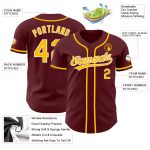Custom Name and Number Baseball Jersey - Personalized Burgundy Gold-White Authentic Team Jersey Personalized Burgundy Gold-White