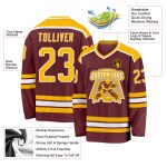 Personalized Burgundy Gold White Hockey Jersey - Custom Team Jersey for Fans Personalized Burgundy Gold-White Hockey Jersey