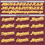 Custom Name and Number Burgundy and Gold Authentic Baseball Jersey - Personalized Team Apparel Personalized Burgundy Gold-White