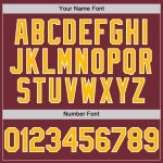 Personalized Burgundy Baseball Jersey with Gold-White Line Design Personalized Burgundy Gold-White Line Baseball Jersey